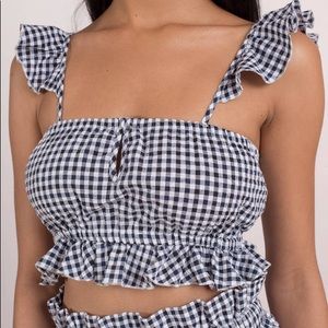 Blue Life Ruffled Crop Top - NWT